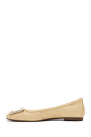 Women's Yellow Leather Buckle Ballerinas | Derimod