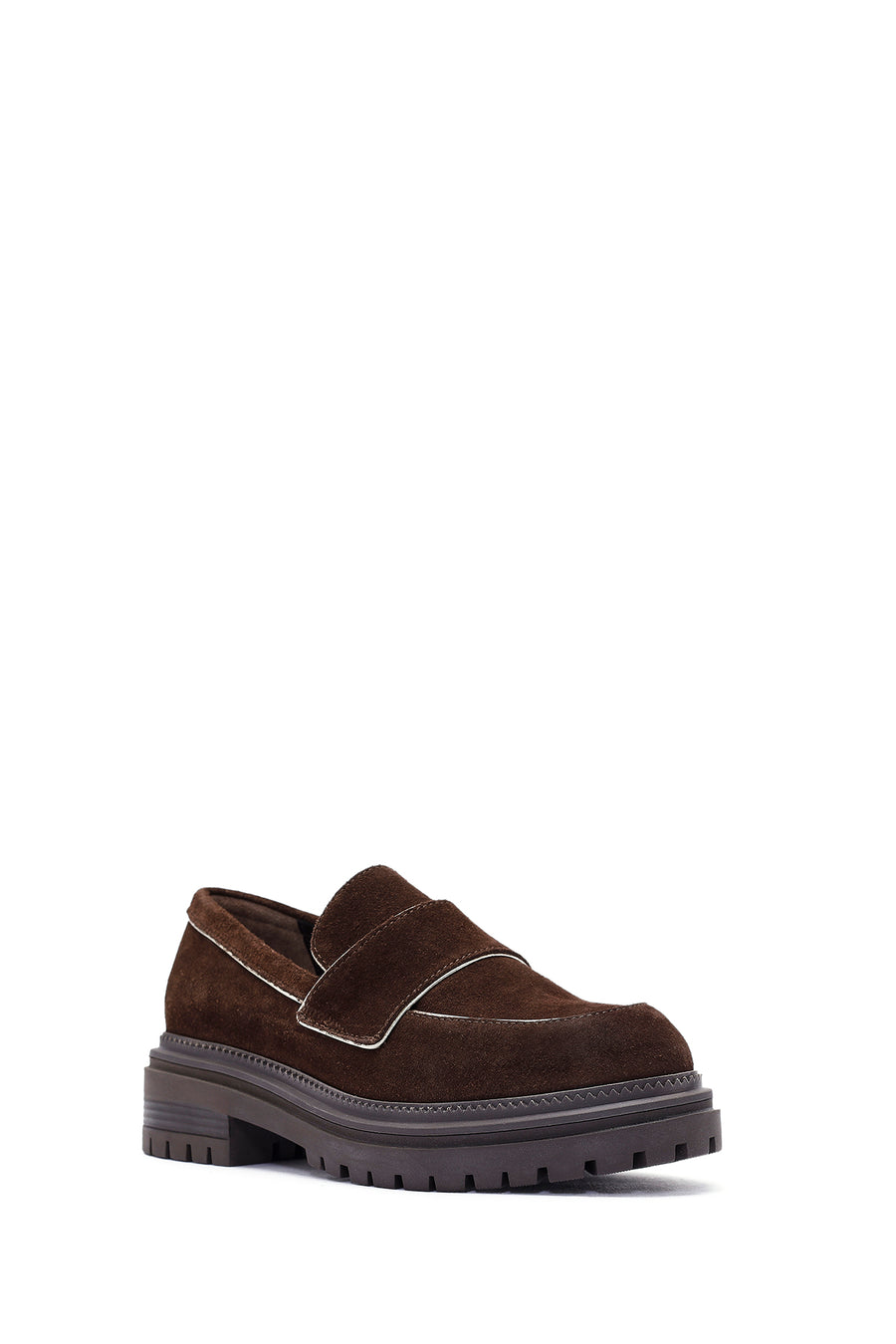 Women's Brown Thick Sole Suede Leather Masculine Loafer