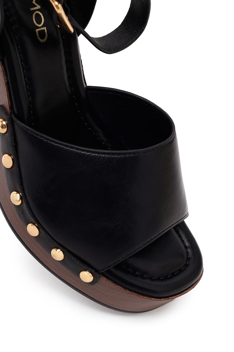 Woman Black Ankle-Buckle Wedge Sandal
