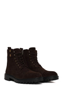 Male Brown Zip Closure Thick-Soled Suede Boots | Derimod