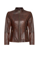 Lydia Women's Brown Short Leather Jacket | Derimod
