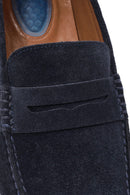 Men's Navy Blue Suede Leather Loafer | Derimod