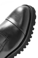 Men's Black Zippered Leather Combat Boots | Derimod