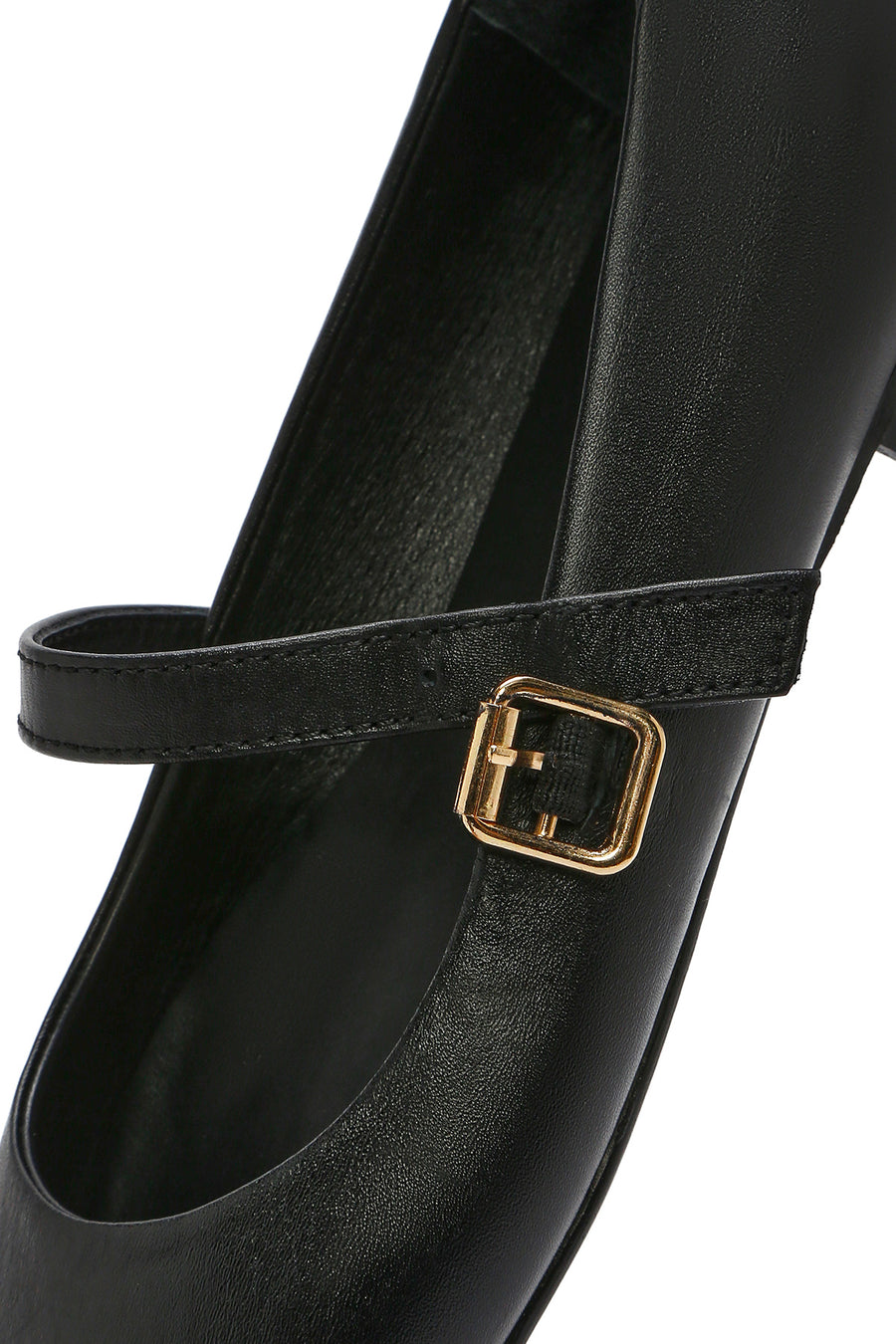 Women's Black Banded Leather Ballerinas