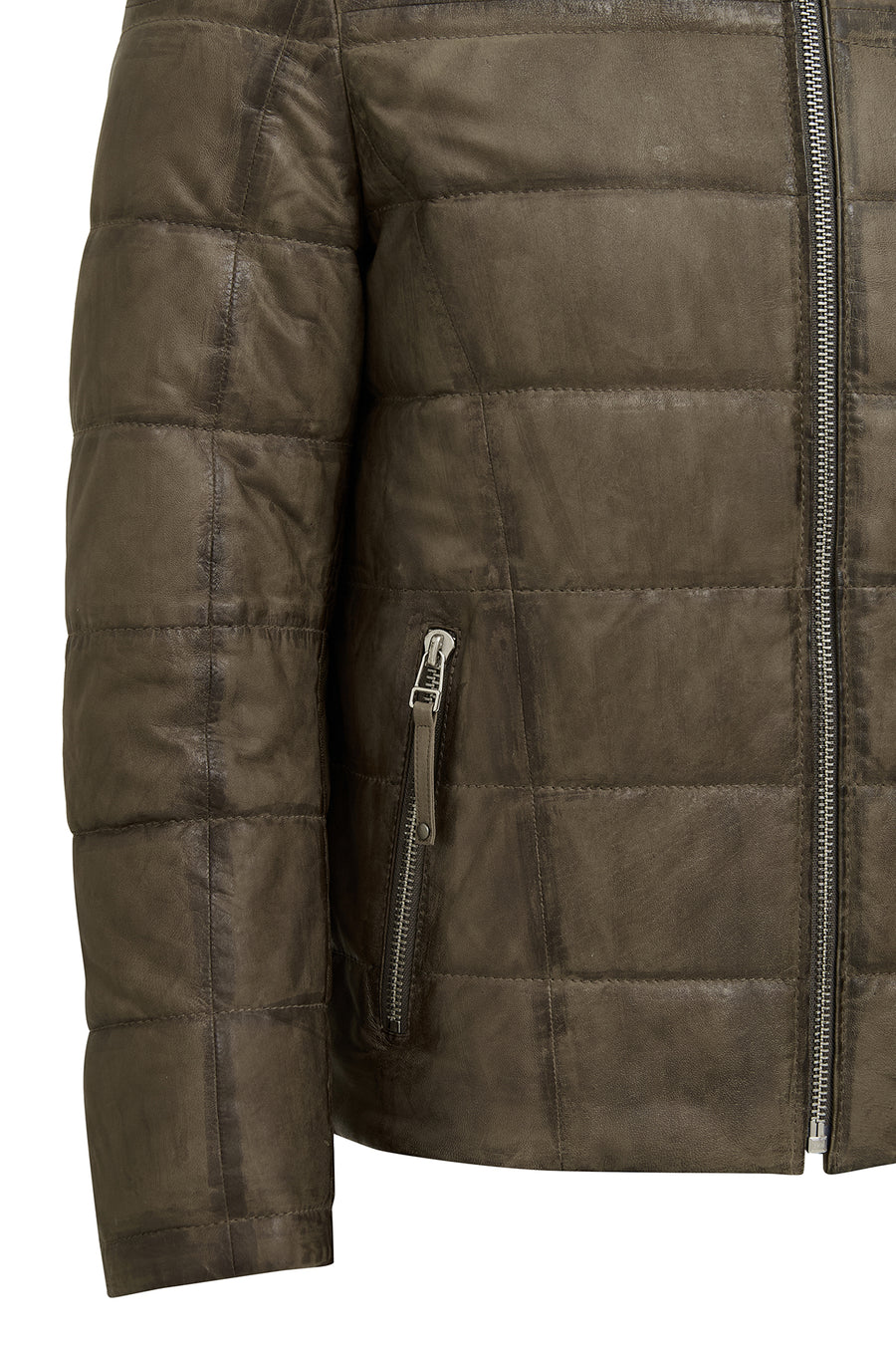 Wermer Men's Khaki Hooded Leather Jacket