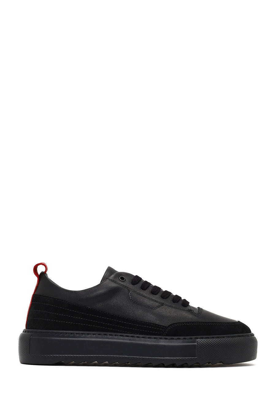 Erkek Siyah Bağcıklı Kalın Tabanlı Deri Sneaker 24WFD633418 | Derimod