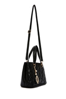 Women's Black Long Strap Quilted Handbag with Accessory Detail | Derimod