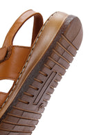 Women's Tan Strap Leather Comfort Sandals | Derimod