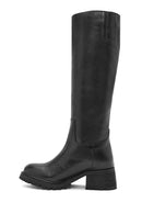 Women's Black Thick Heel Leather Boots | Derimod