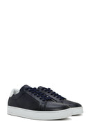 Men's Navy Blue Lace-Up Leather Sneaker | Derimod