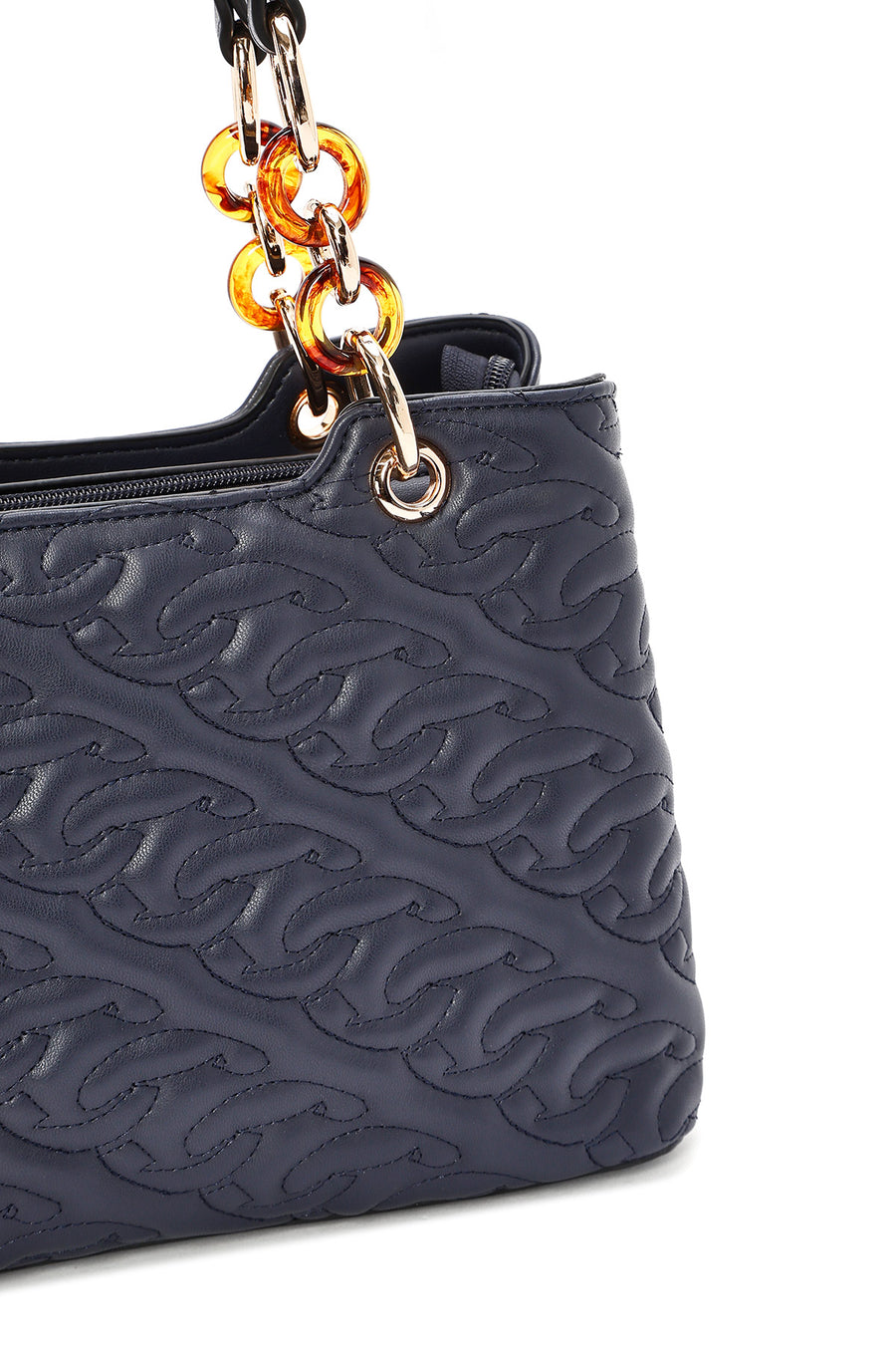 Women's Navy Blue Long Strap Quilted Classic Handbag