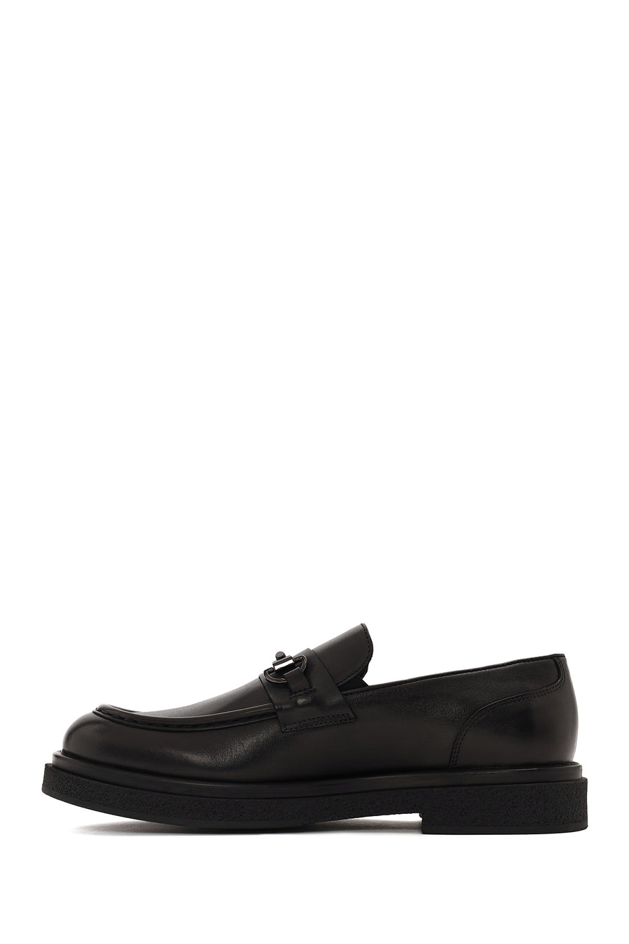 Male Black Buckled Leather Casual Loafer