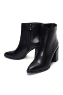 Women's Black Leather Heeled Classic Boots | Derimod