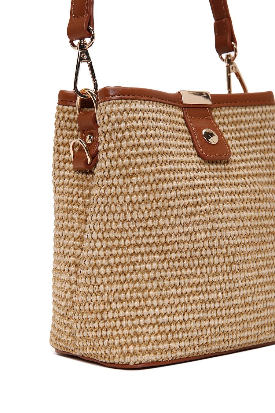 Women's Beige Mini Straw Crossbody Bag