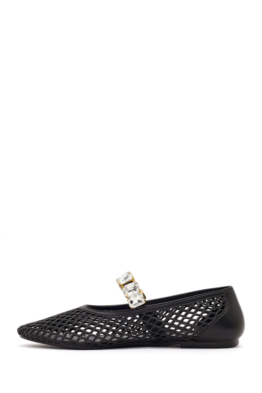 Women's Black Jelly Ballet Flats with Rhinestones