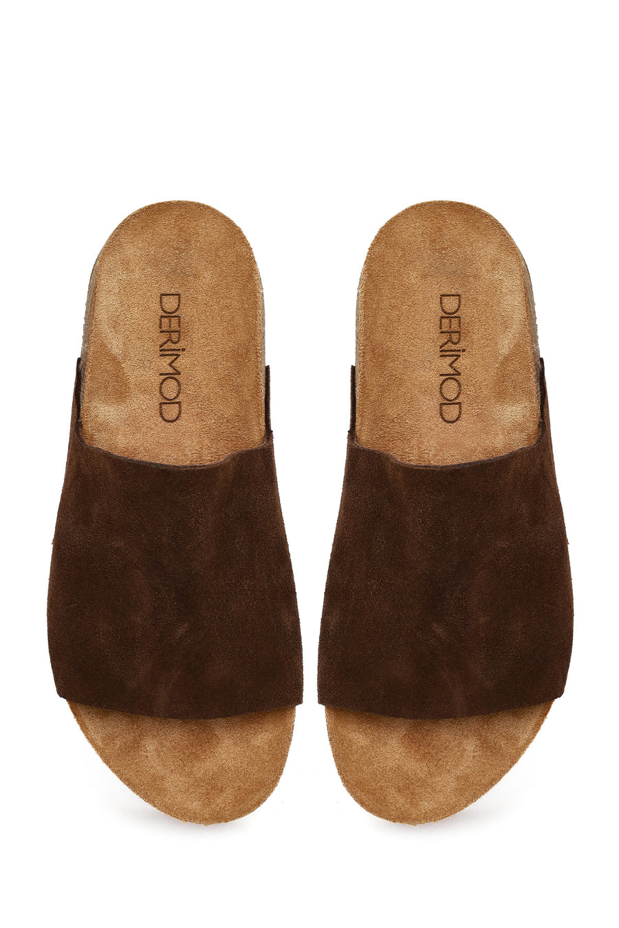 Women's Brown Thick-Soled Suede Leather Slippers