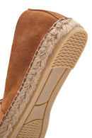 Women's Tan Suede Leather Espadrille | Derimod