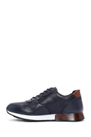 Men's Navy Blue Leather Sneaker | Derimod