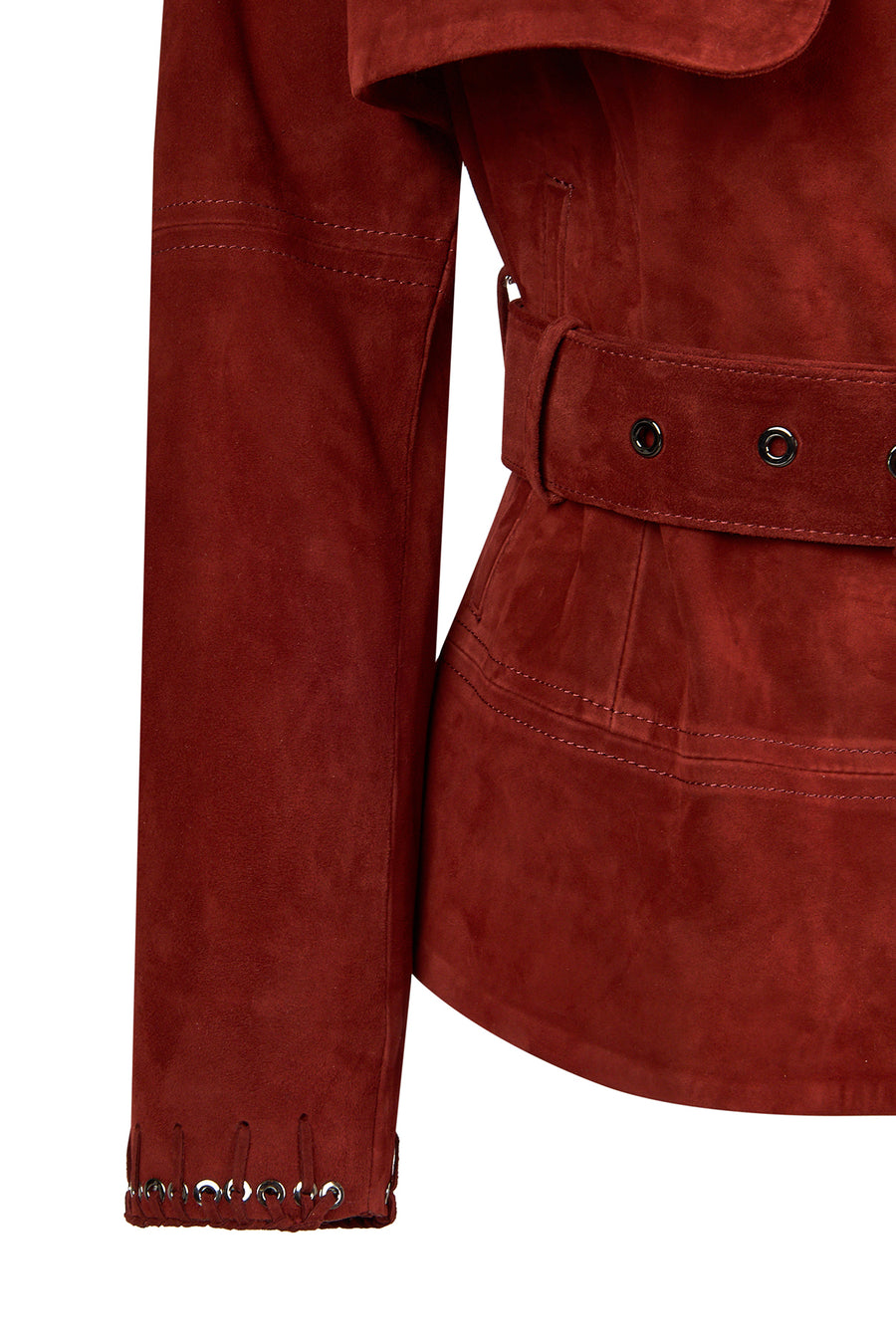 Patricia Woman Burgundy Biker Suede Jacket
