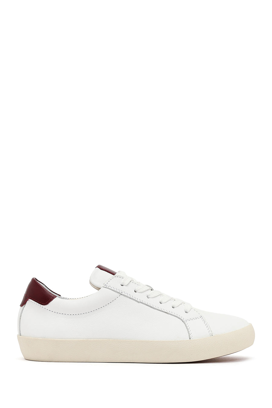 Women's White Lace-Up Leather Sneaker 26PFD371318 | Derimod