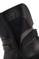 Woman Black Zip Closure Thick-Soled Leather Boots | Derimod