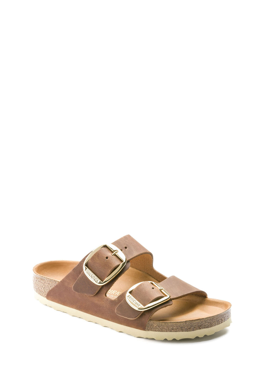 Birkenstock Women's Brown Leather Double Buckle Arizona Big Buckle Slippers