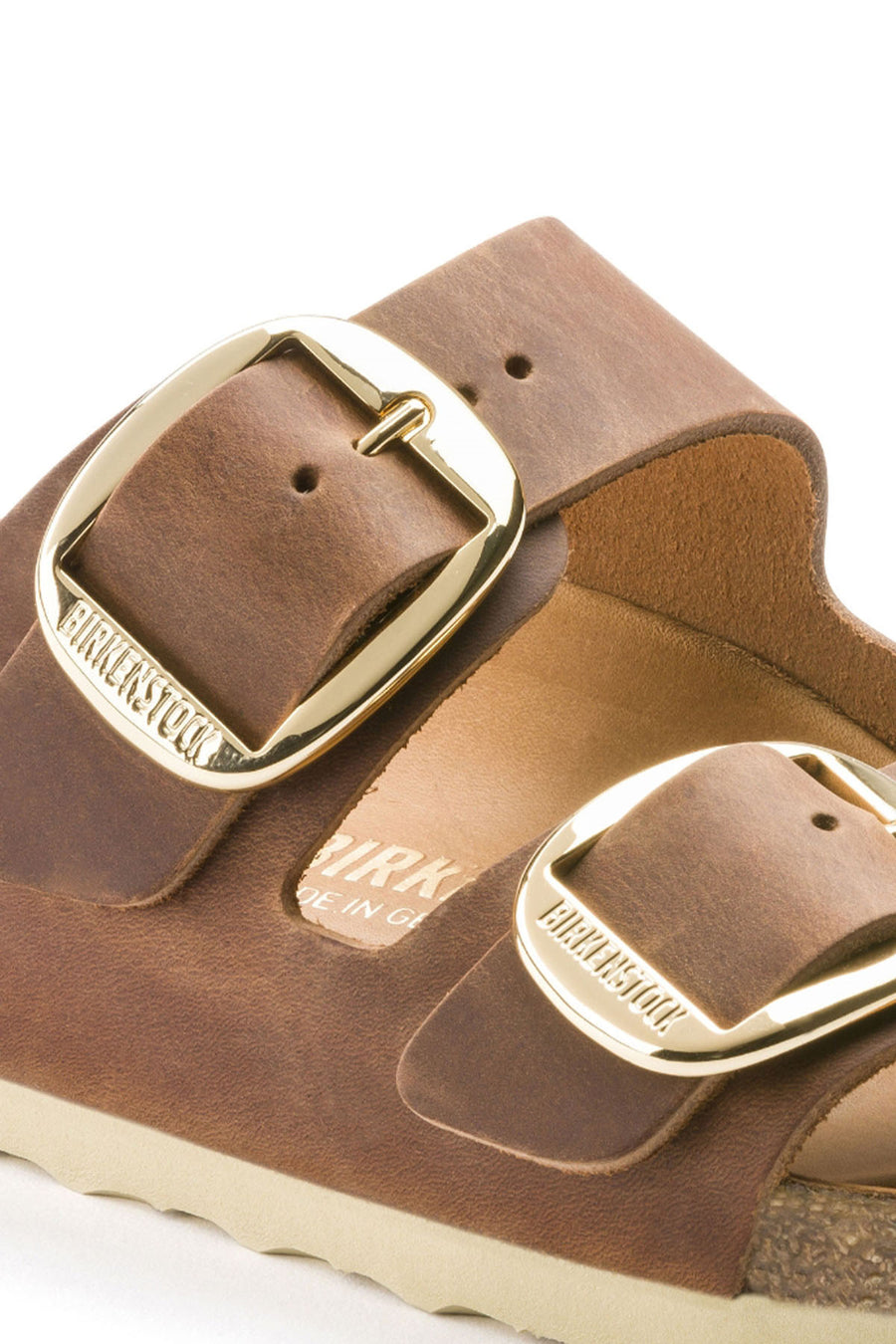 Birkenstock Women's Brown Leather Double Buckle Arizona Big Buckle Slippers
