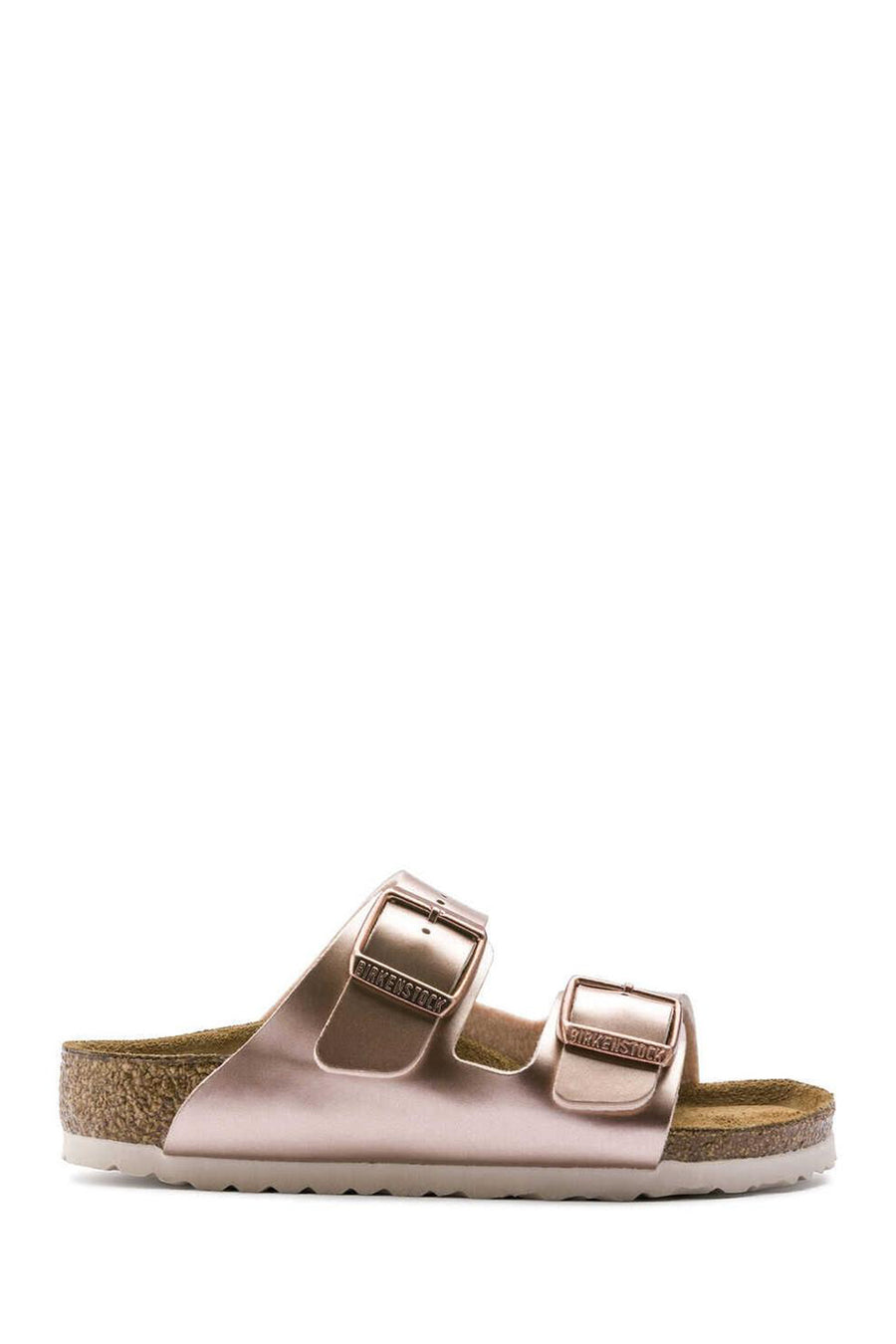 Birkenstock Women's Pink Arizona Bf Electric Metallic Double Buckle Slippers 1012478 | Derimod