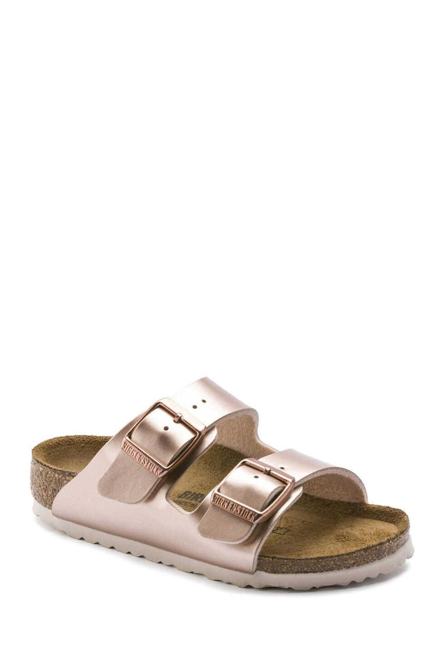 Birkenstock Women's Pink Arizona Bf Electric Metallic Double Buckle Slippers