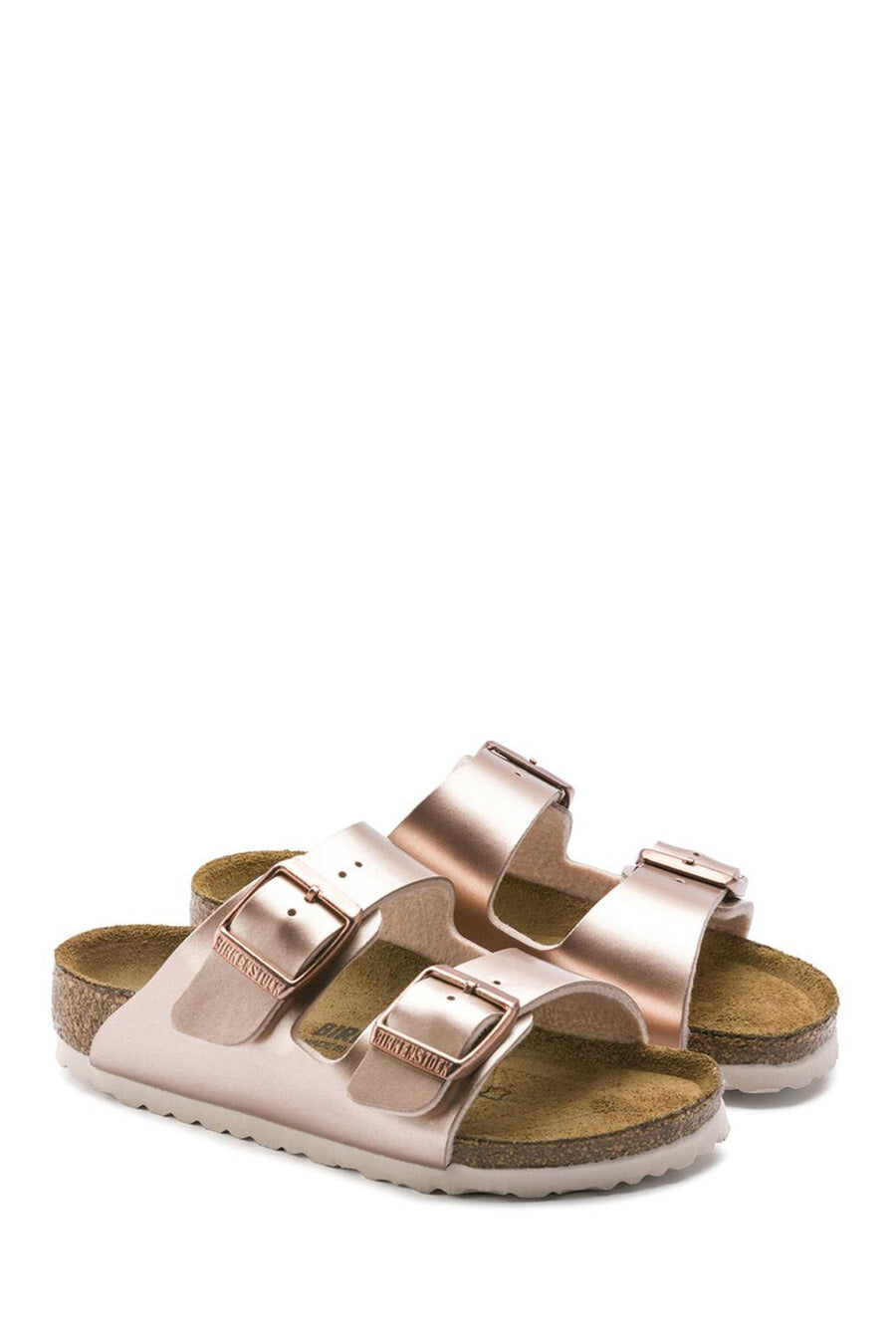 Birkenstock Women's Pink Arizona Bf Electric Metallic Double Buckle Slippers