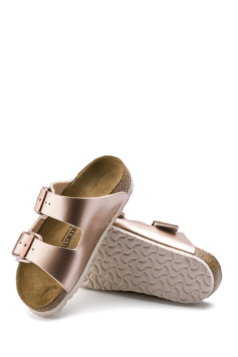 Birkenstock Women's Pink Arizona Bf Electric Metallic Double Buckle Slippers