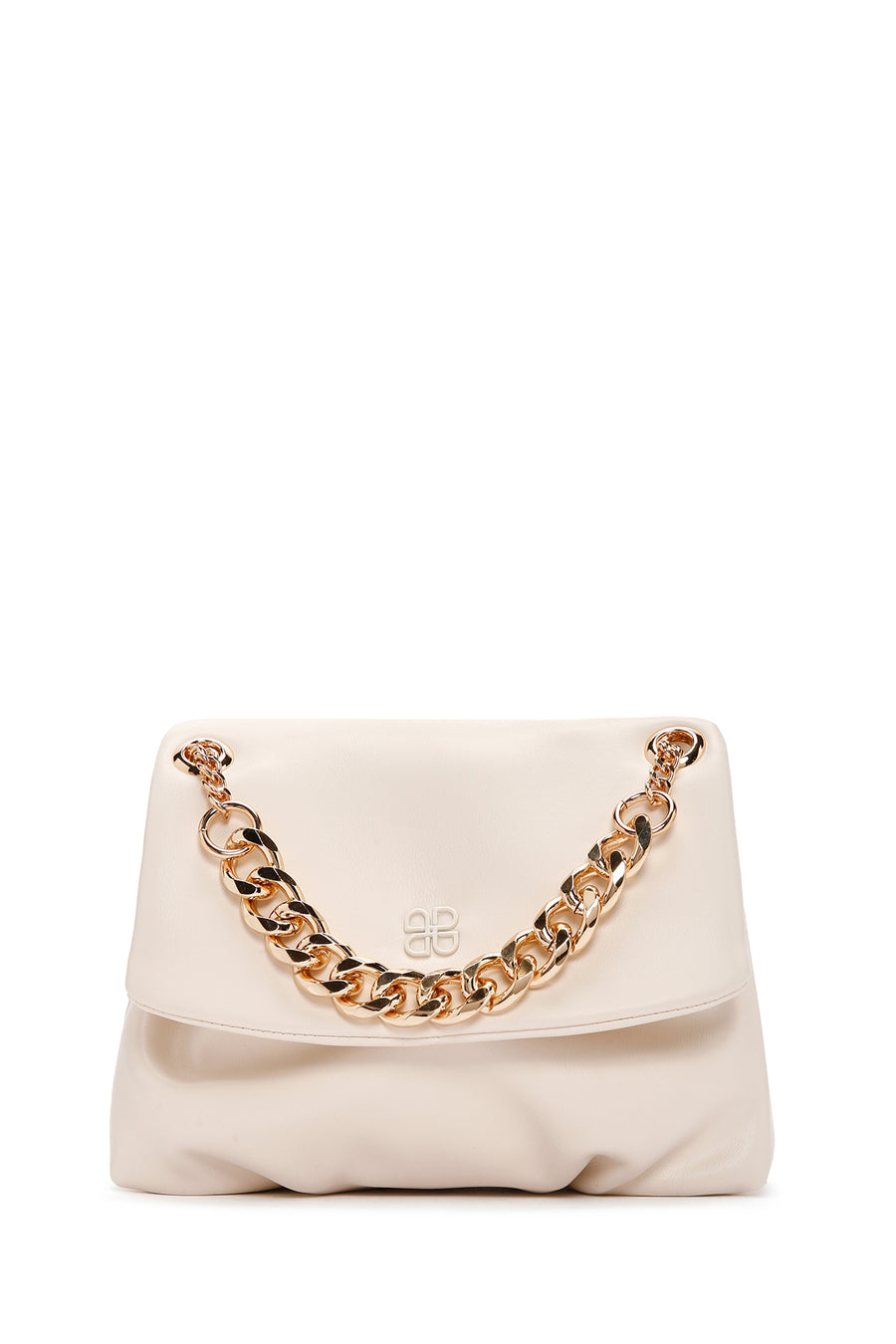 Women's Cream Long Chain Strap Shoulder Bag
