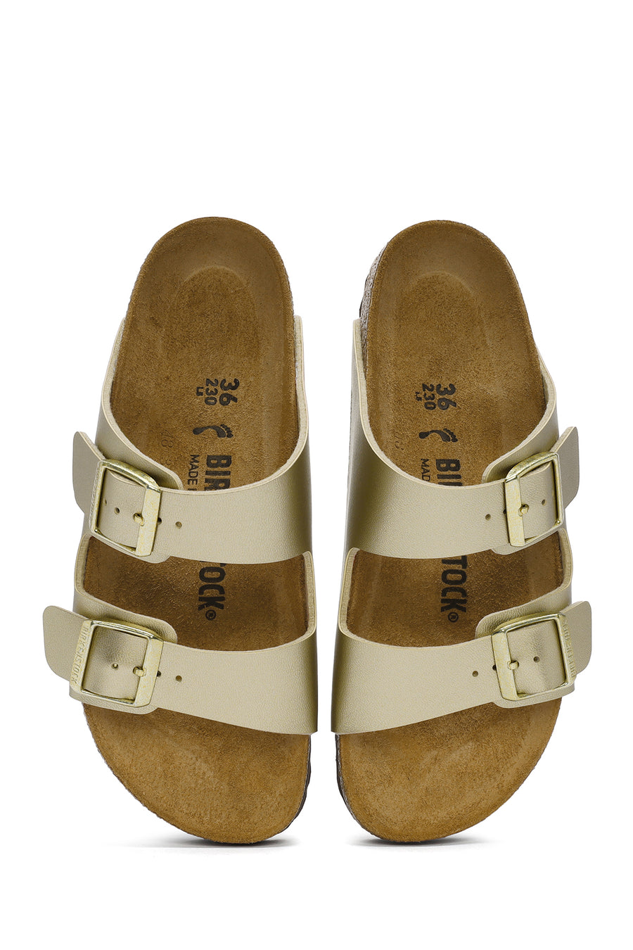 Birkenstock Women's Gold Arizona Bf Double Buckle Slippers