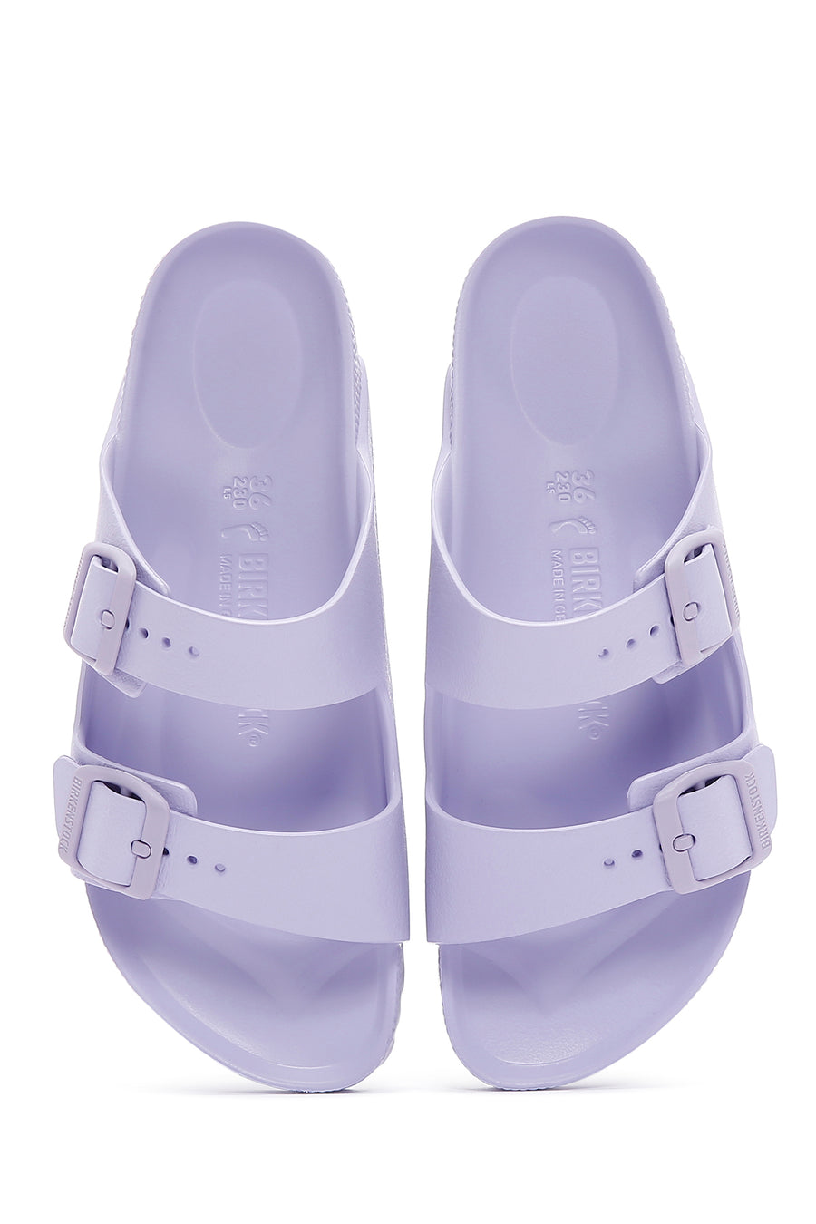 Birkenstock Women's Purple Leather Double Buckle Arizona Eva Flat Slippers