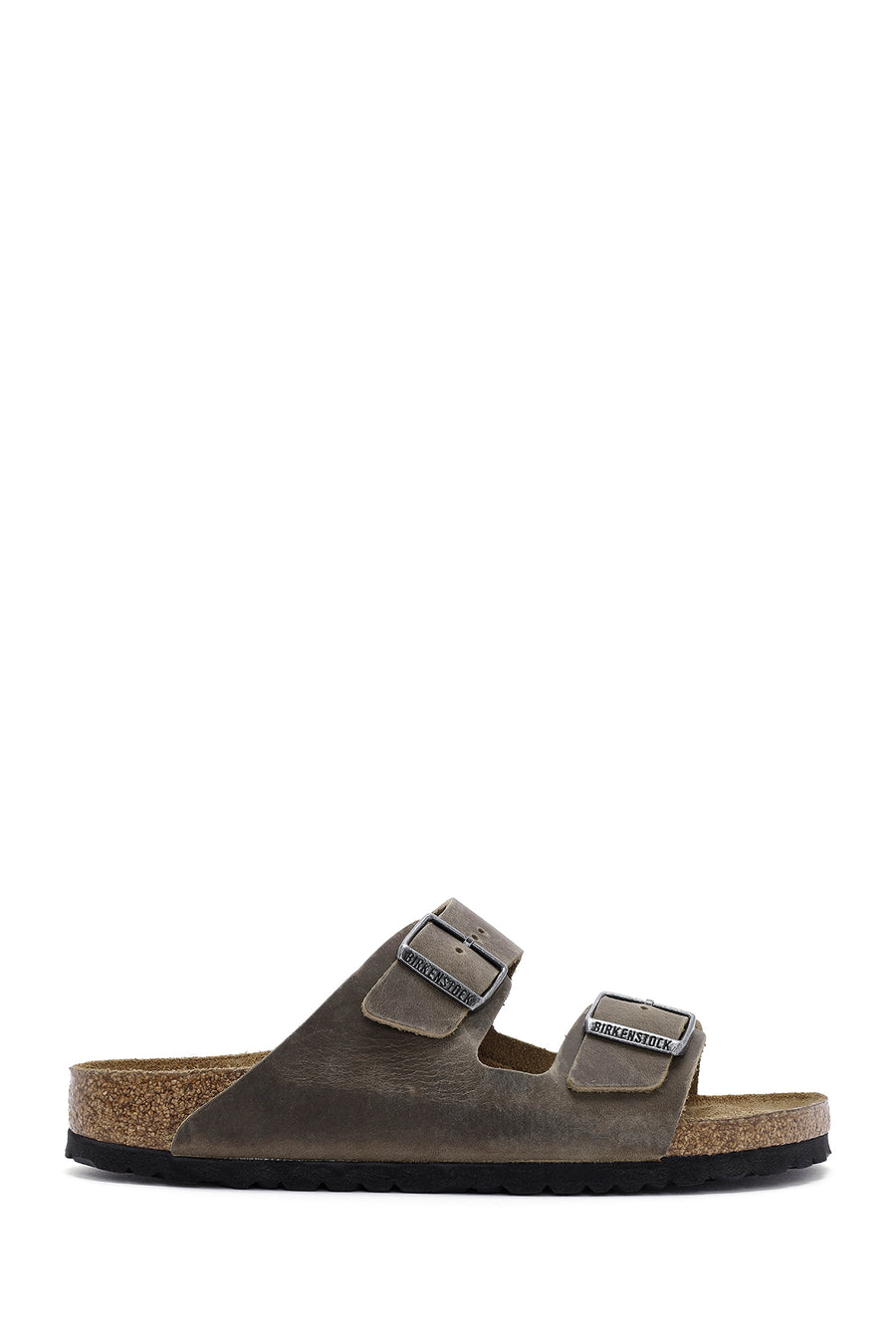 Birkenstock Men's Khaki Arizona Double Buckle Nubuck Leather Slippers 1019377 | Derimod