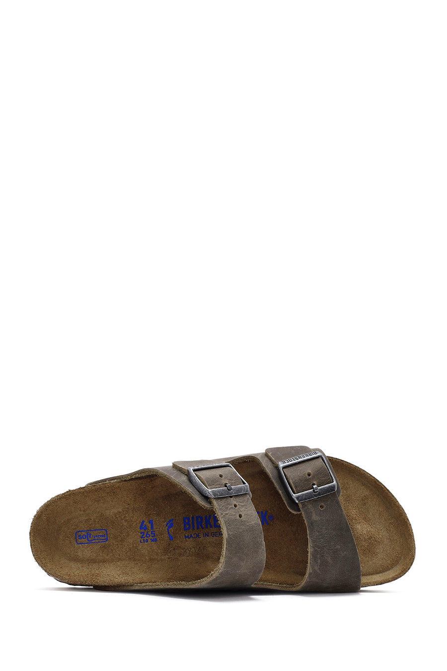 Birkenstock Men's Khaki Arizona Double Buckle Nubuck Leather Slippers