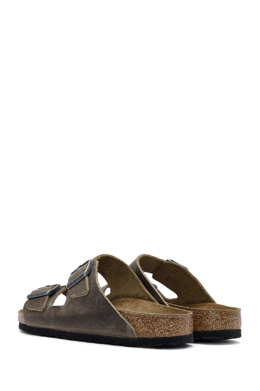 Birkenstock Men's Khaki Arizona Double Buckle Nubuck Leather Slippers