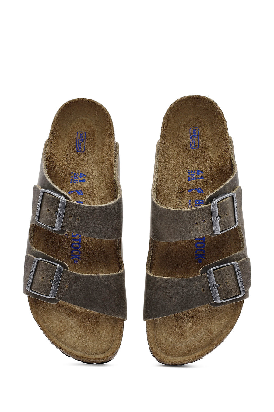 Birkenstock Men's Khaki Arizona Double Buckle Nubuck Leather Slippers