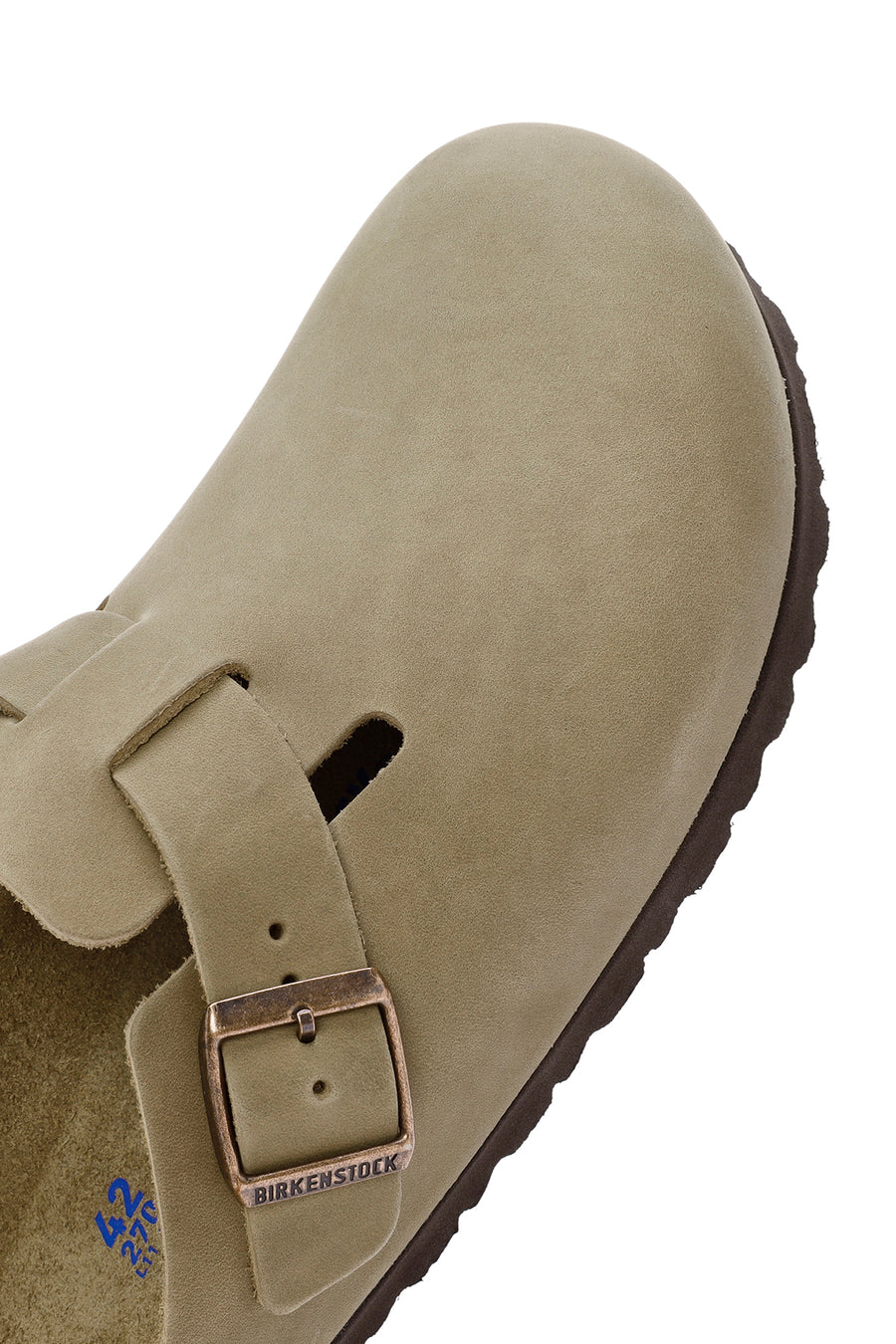 Birkenstock Men's Brown Boston Sfb Leoi Nu Closed Nubuck Leather Slippers