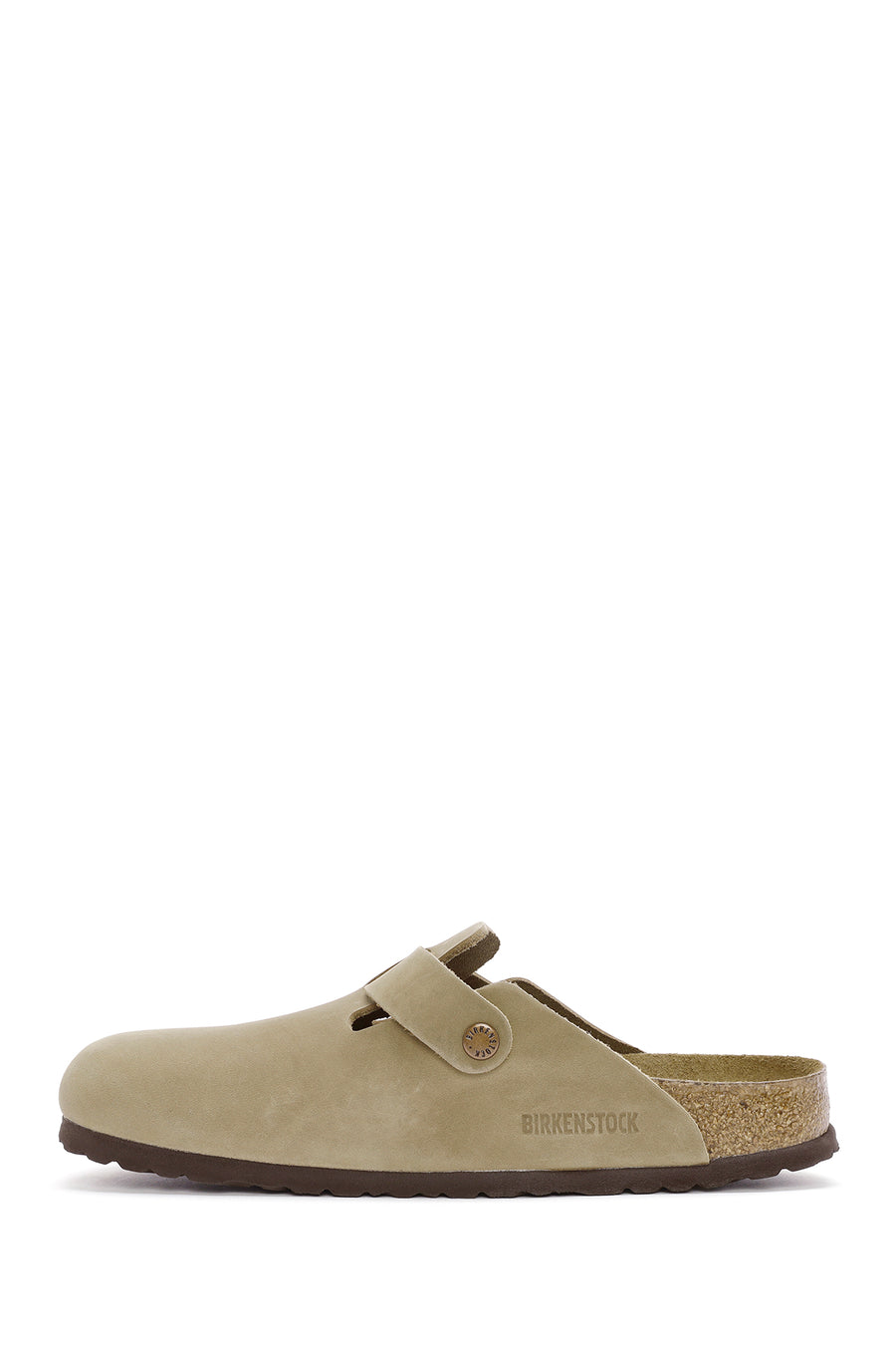 Birkenstock Men's Brown Boston Sfb Leoi Nu Closed Nubuck Leather Slippers