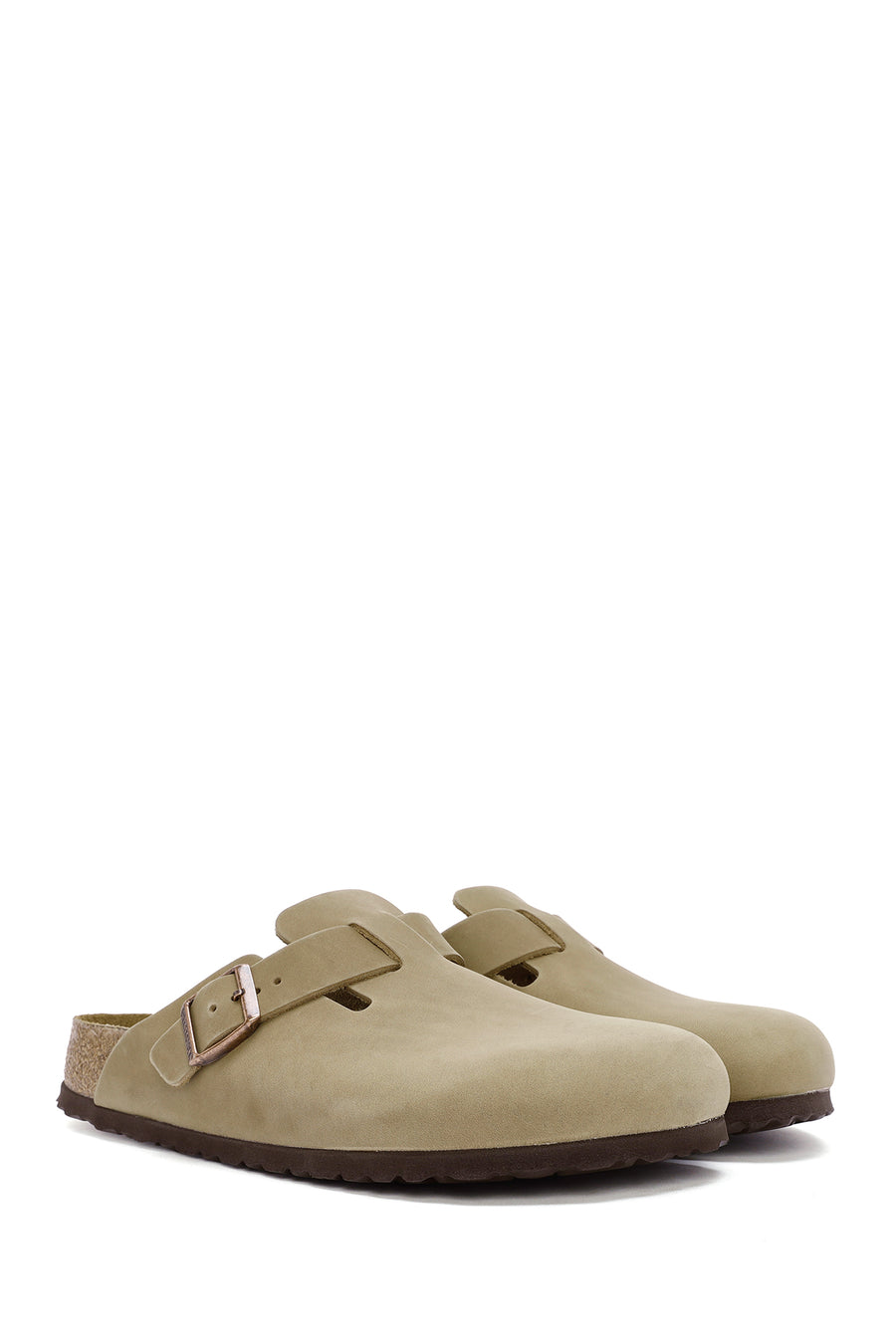 Birkenstock Men's Brown Boston Sfb Leoi Nu Closed Nubuck Leather Slippers