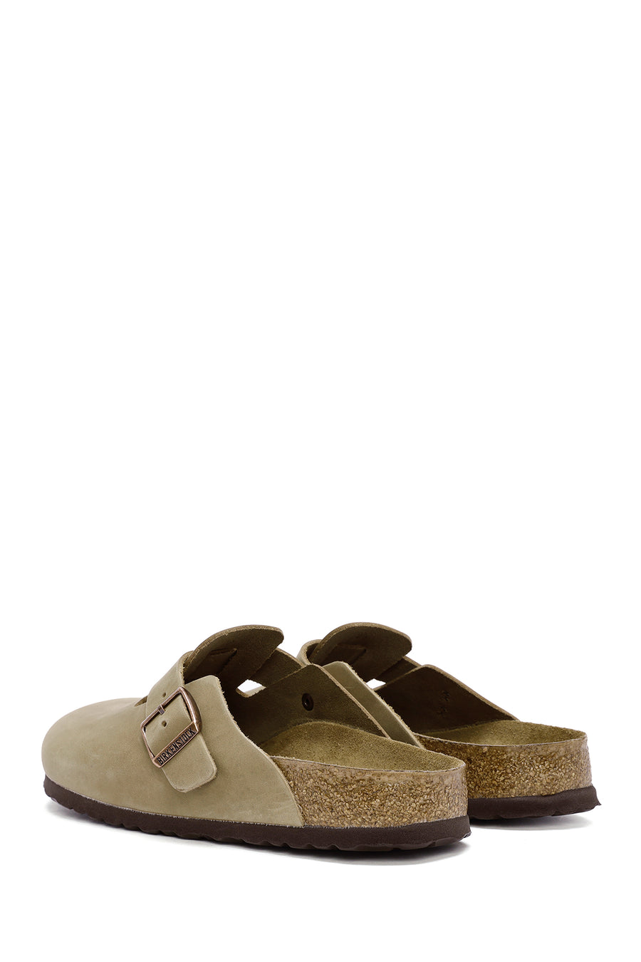 Birkenstock Men's Brown Boston Sfb Leoi Nu Closed Nubuck Leather Slippers