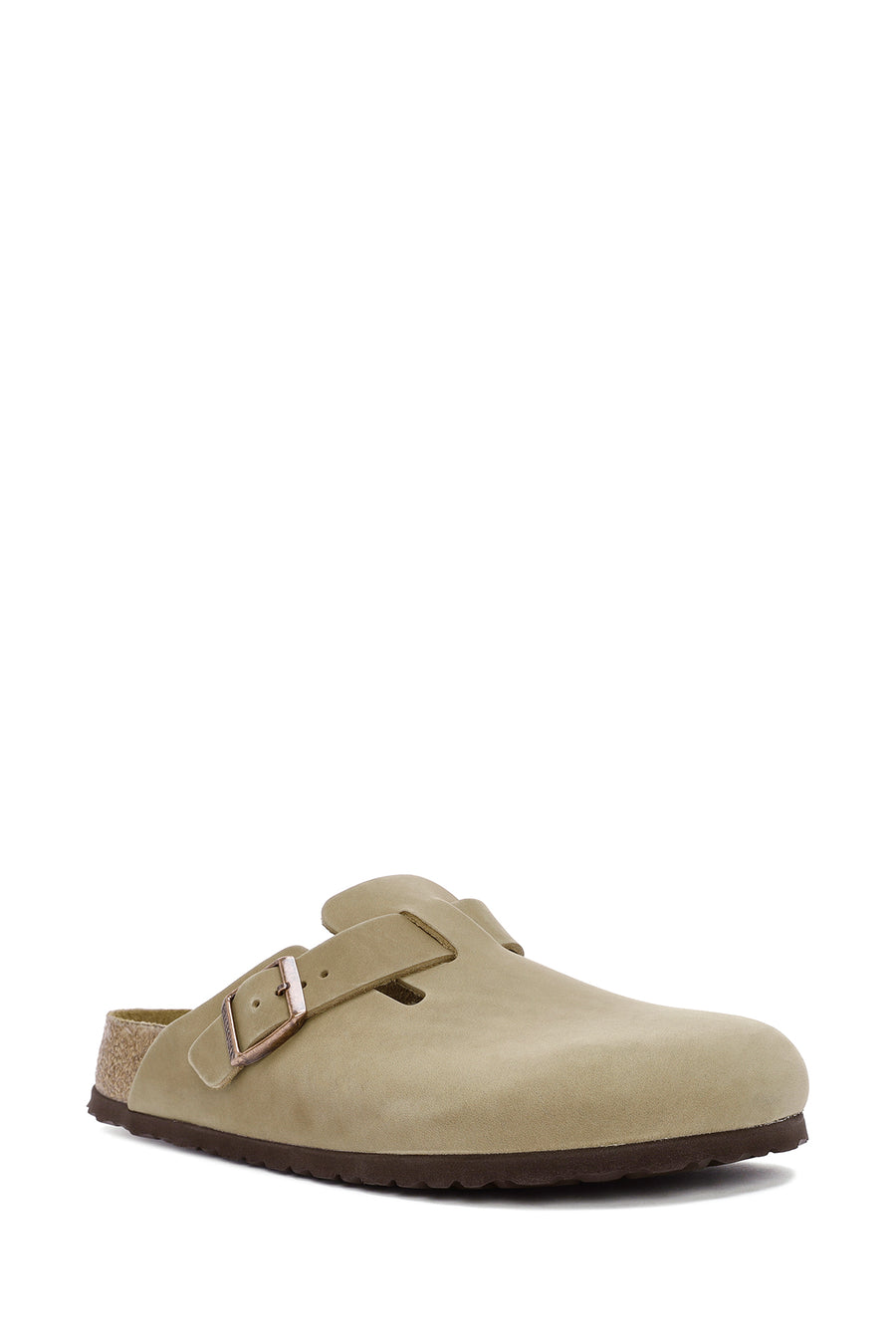 Birkenstock Men's Brown Boston Sfb Leoi Nu Closed Nubuck Leather Slippers