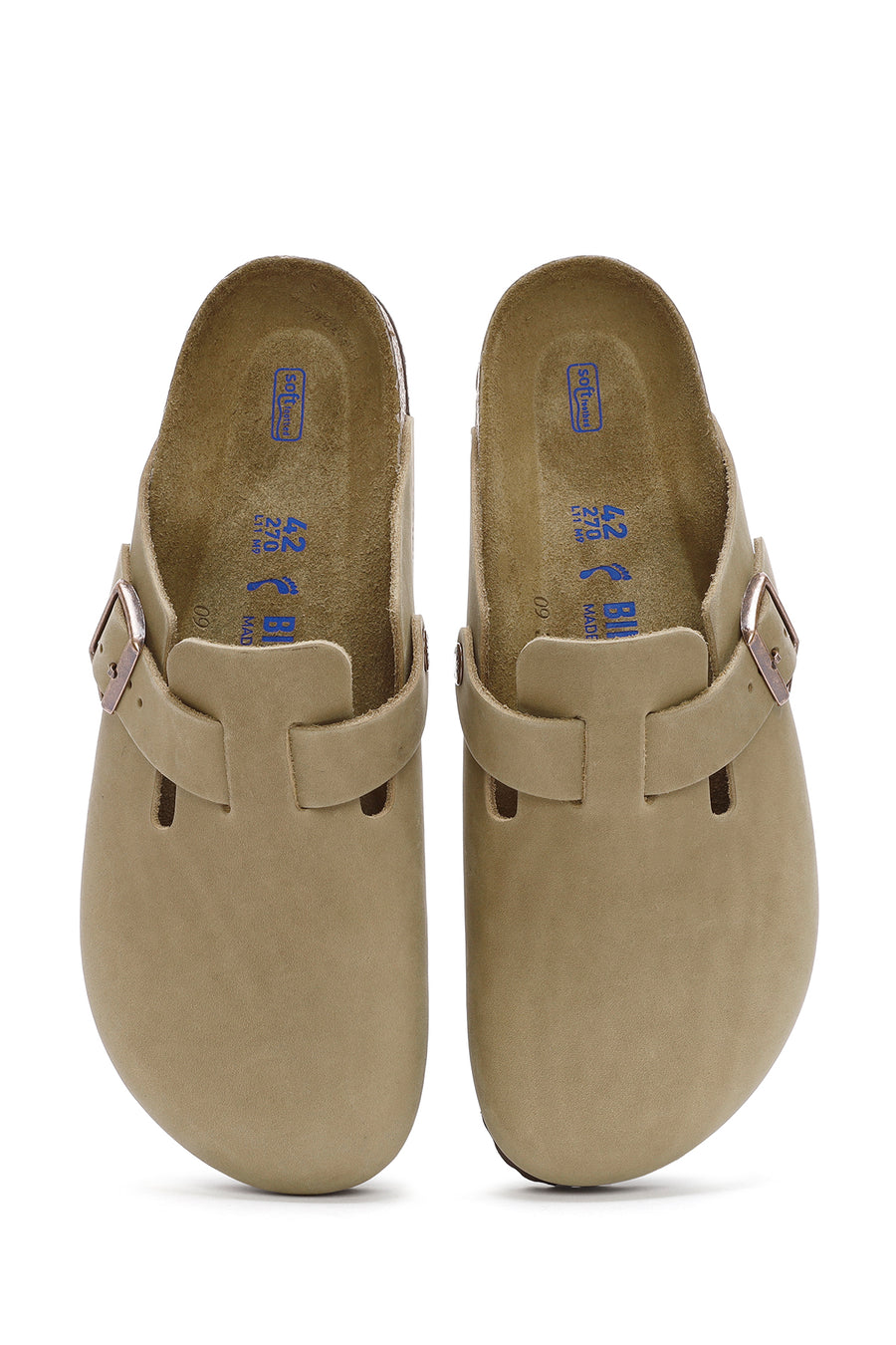 Birkenstock Men's Brown Boston Sfb Leoi Nu Closed Nubuck Leather Slippers