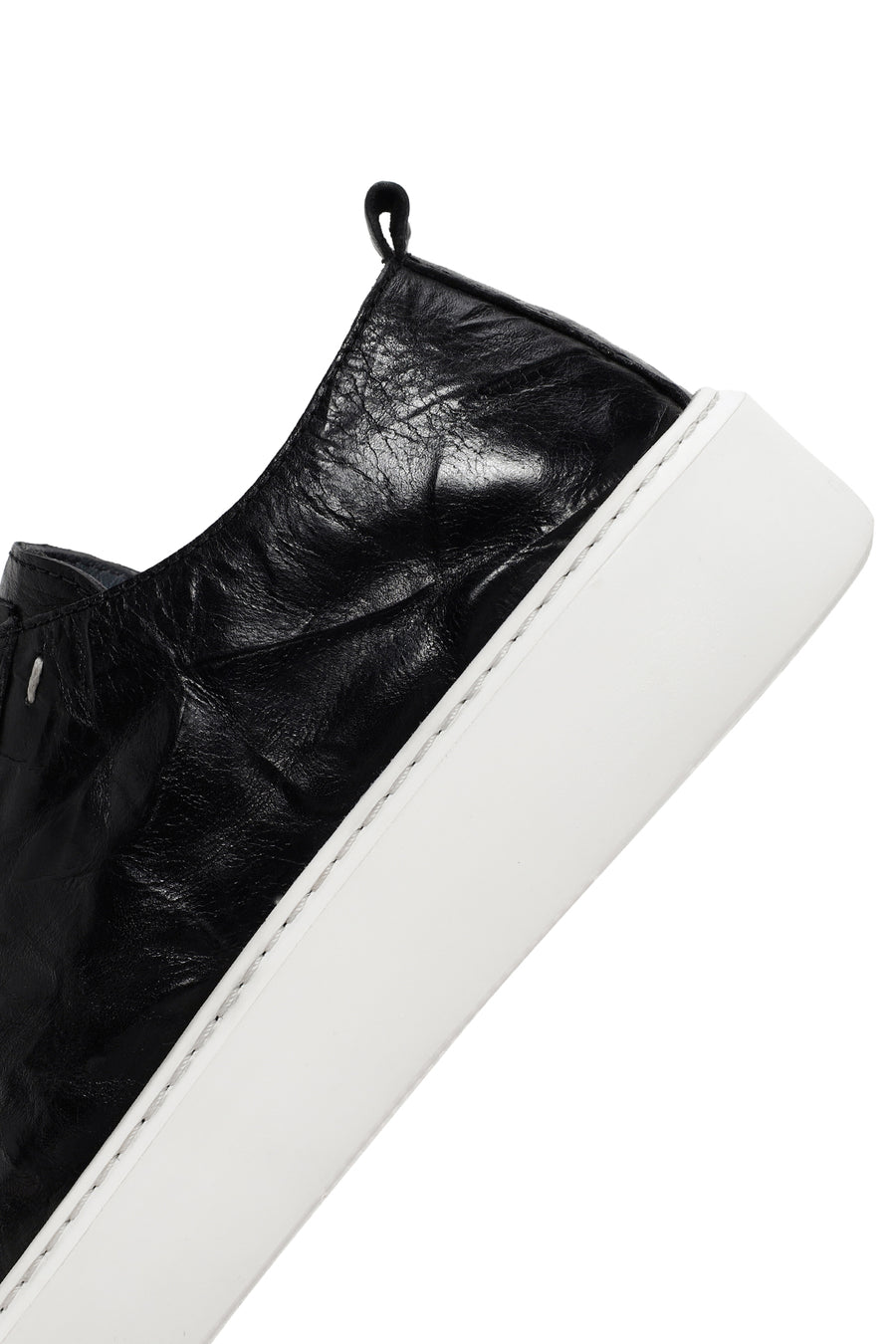 Erkek Siyah Bağcıklı Kalın Tabanlı Deri Sneaker