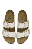 Birkenstock Kadın Beyaz Arizona Big Buckle Bf Graceful Çift Bantlı Metalik Terlik | Derimod