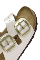 Birkenstock Kadın Beyaz Arizona Big Buckle Bf Graceful Çift Bantlı Metalik Terlik | Derimod