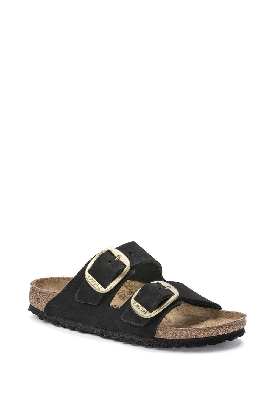 Birkenstock Women's Black Suede Leather Arizona Big Buckle Slippers