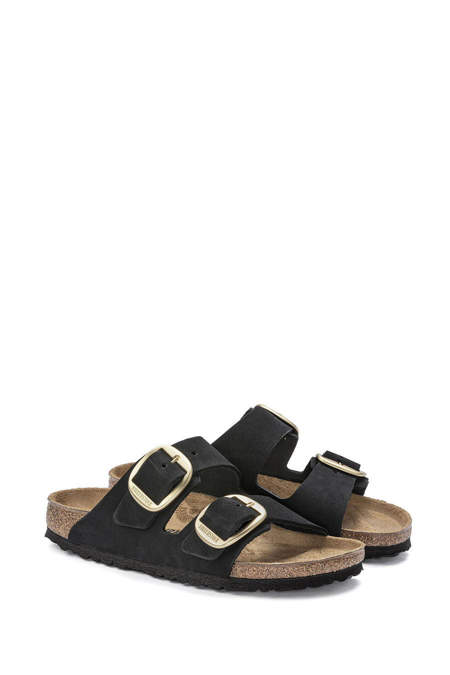 Birkenstock Women's Black Suede Leather Arizona Big Buckle Slippers