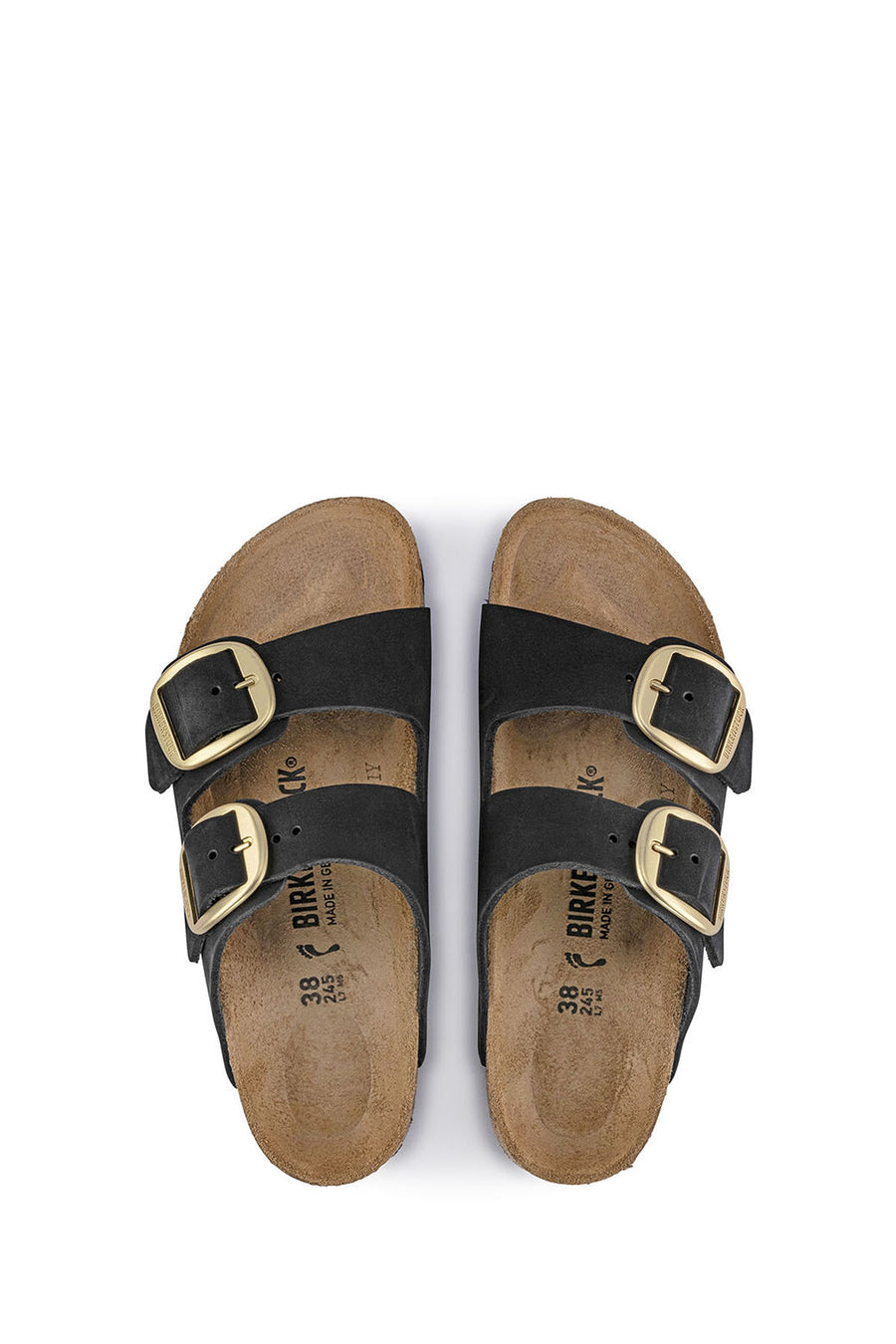 Birkenstock Women's Black Suede Leather Arizona Big Buckle Slippers